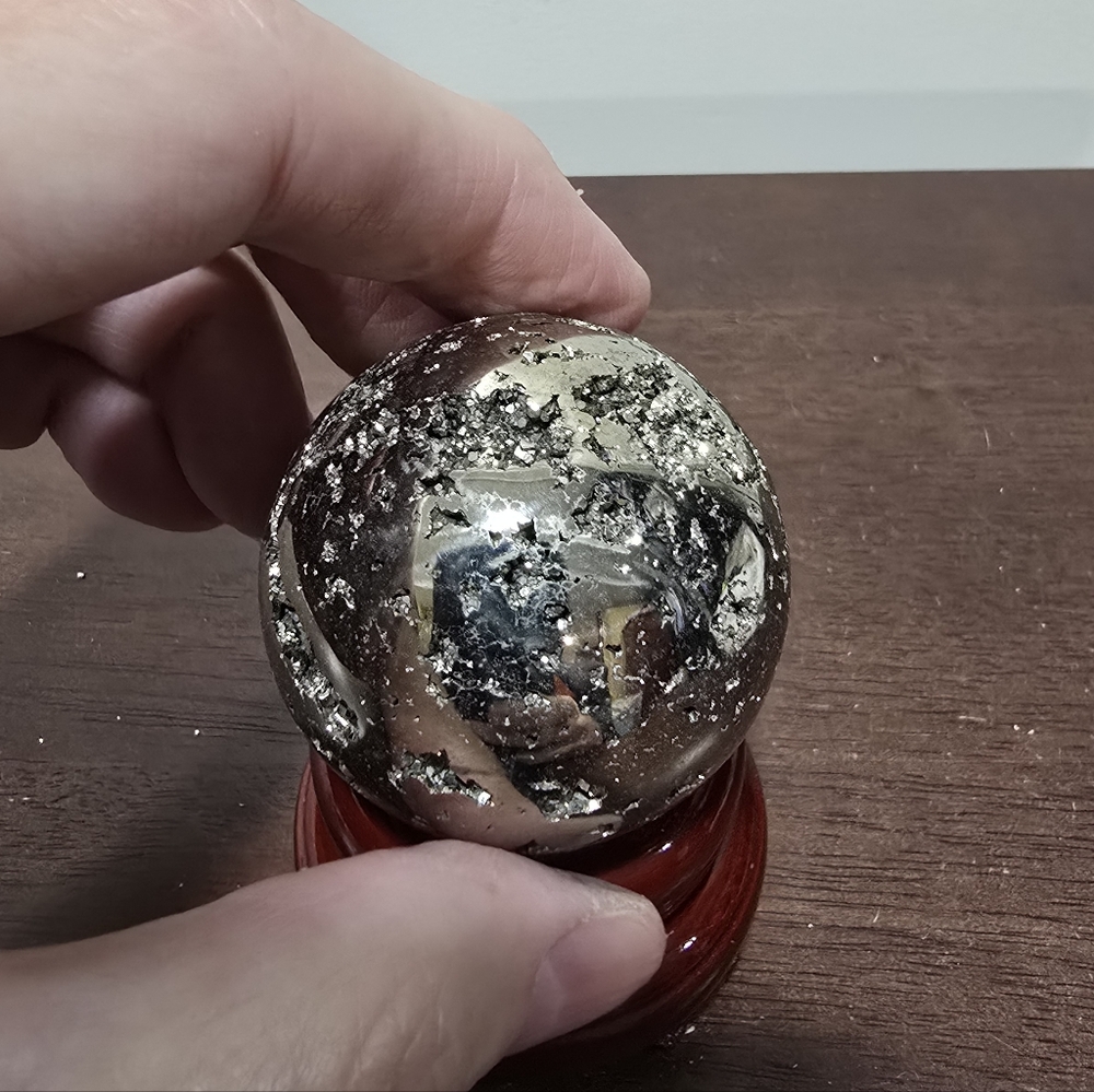 Pyrite Crystal Sphere #J 48 mm - Picture 4 of 9